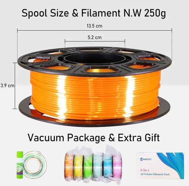Alt view image 7 of 7 - 1.75mm Silk Shiny PLA Filament 6 in 1 Bright Colors Bundle Pack: Silk Yellow/Lime Green/Light Orange/Sky Blue/Pink/Cyan, Each Spool 250g, 6 Spools Packed, Total 1.5Kg 3D Printing Material