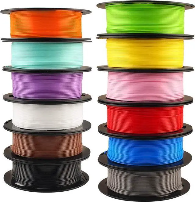 Main image of 1.75mm 3D Printer Normal PLA Filament 12 Bundle, Most Popular Colors, 500g per Spool, 12 Spools Pack, Total 6kgs Material with One Bottle of 3D Printer Stick Tool