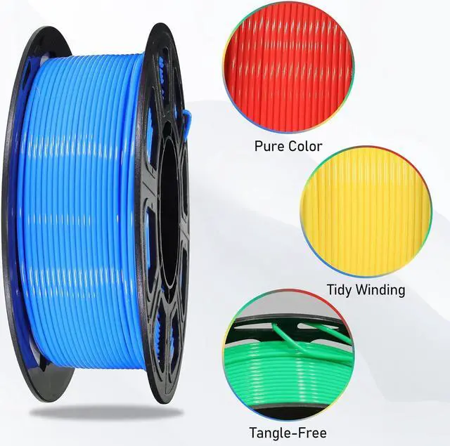 Alt view image 3 of 5 - 1.75mm 3D Printer PLA Filament 4 in 1 Bundle: Red, Blue, Yellow, Green, 4 Bright Colors Packed, 250g/Spool, 4 Spools Packed, Widely Fit for 3D Printer/3D Pen; Total 1Kg 3D Printing Material