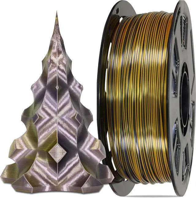 Alt view image 6 of 6 - Bicolor Double Colors Silk Metallic Gold Black PLA Coextrusion Filament, 1.75mm 2 Colors in 1 Printing 2 Colored Silk PLA, Widely Fit for 3D Printer, 2.2lbs/1kg Dual Color Material