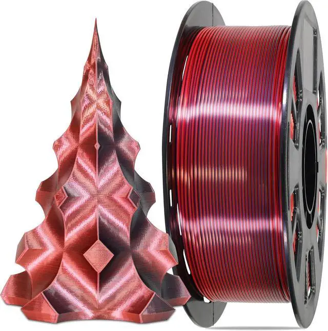 Alt view image 6 of 6 - 3D Printing Silk PLA Shiny Red Black 2 Colors in 1 Coextrusion 3D Filament, 1.75mm 1KG Dual Bicolor Double Colors 3D Printer Material Widely Support for Printers