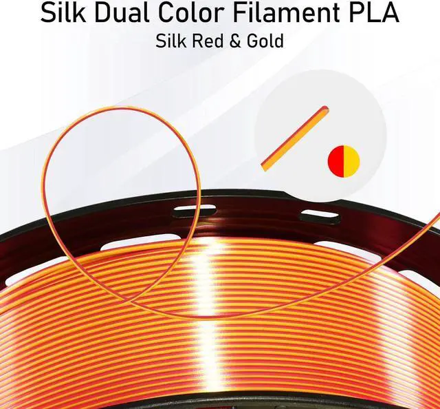 Alt view image 5 of 6 - 1.75mm Silk Shiny Red Gold 2 Colors in 1 Coextrusion PLA 3D Filament, 1.75mm 1KG Dual Color 3D Printer Material Widely Support for Printers