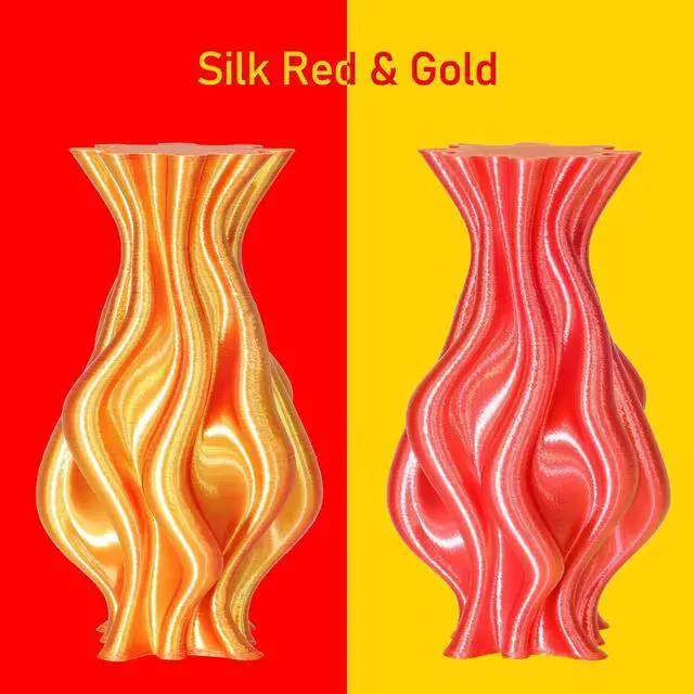 Alt view image 3 of 6 - 1.75mm Silk Shiny Red Gold 2 Colors in 1 Coextrusion PLA 3D Filament, 1.75mm 1KG Dual Color 3D Printer Material Widely Support for Printers