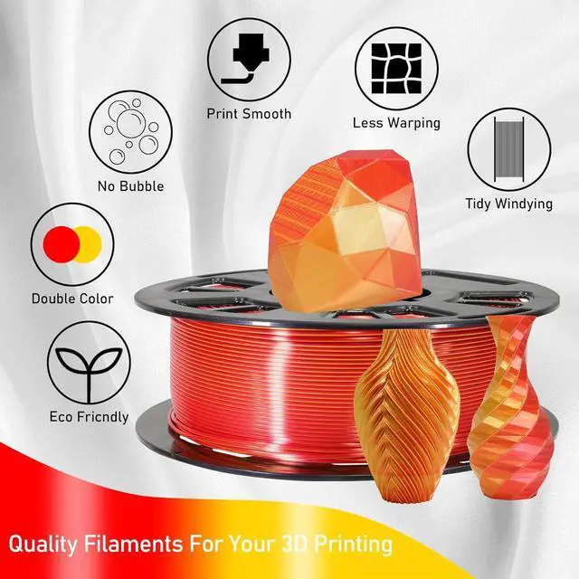 Alt view image 4 of 6 - 1.75mm Silk Shiny Red Gold 2 Colors in 1 Coextrusion PLA 3D Filament, 1.75mm 1KG Dual Color 3D Printer Material Widely Support for Printers
