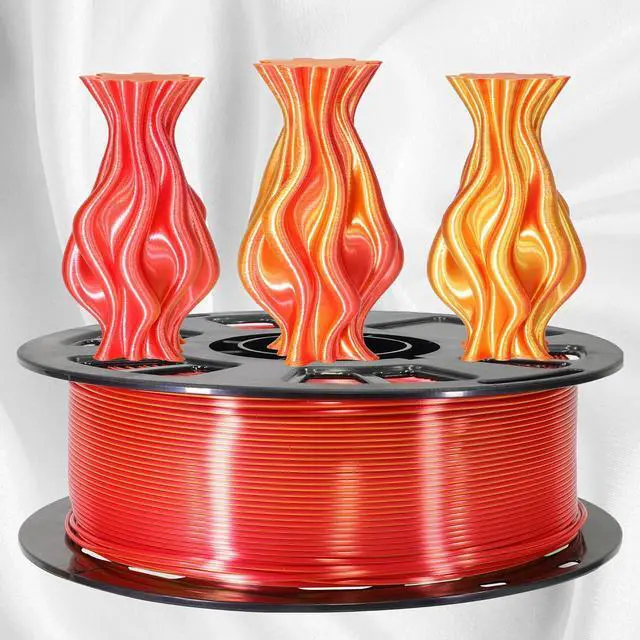 Alt view image 2 of 6 - 1.75mm Silk Shiny Red Gold 2 Colors in 1 Coextrusion PLA 3D Filament, 1.75mm 1KG Dual Color 3D Printer Material Widely Support for Printers