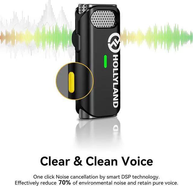 Alt view image 6 of 7 - Hollyland Lark C1 Wireless Lavalier Microphone for iPhone, MFi Certified, Plug and Play, Noise Cancelling Lapel Mic with 656ft Transmission, 32H Working Time, Compatible with iPhone, iPad-Black