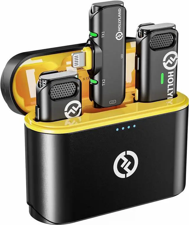 Main image of Hollyland Lark C1 Wireless Lavalier Microphone for iPhone, MFi Certified, Plug and Play, Noise Cancelling Lapel Mic with 656ft Transmission, 32H Working Time, Compatible with iPhone, iPad-Black