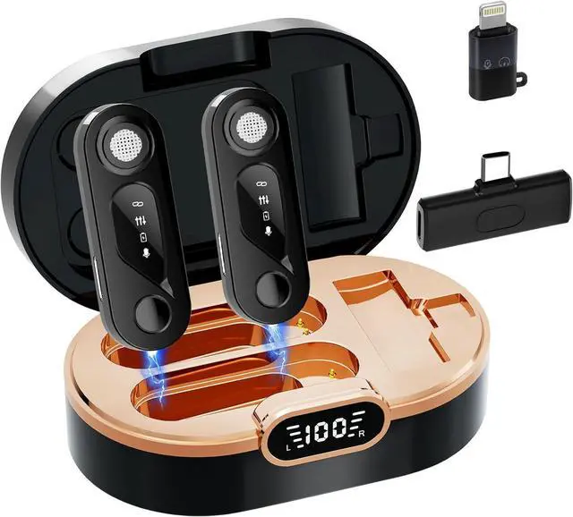 Microfono Lavalier Wireless 2 Pack Per Smartphone - Riduzione Rumore, Display LED, Per Video E Streaming - Foto 10