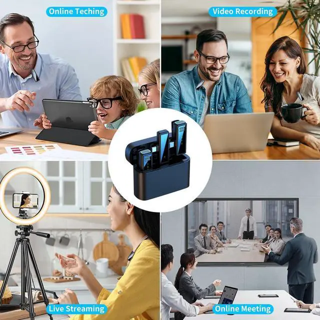 Alt view image 7 of 7 - Wireless Lavalier Microphone with Charging Case, Lightning & USB C Dual Wireless Lapel Mini Mics with Noise Cancellation, Total 48H Battery Life, 65FT, for iPhone & Android, YouTube, Tiktok Recording