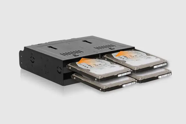 Alt view image 4 of 4 - flexiDOCK MB014SP-B R1 Refined Tray-less 4 Bay 2.5" SATA/SAS SSD/HDD Hot-Swap Docking Enclosure for 5.25" Bay
