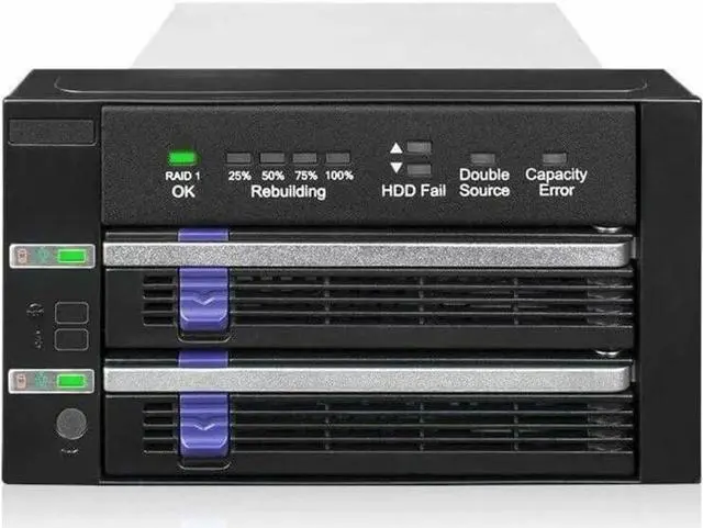 Alt view image 4 of 4 - FatCage RAID MB901SPR-B R1 Dual 2.5"/3.5" SATA Drive Removable RAID 1 & JBOD Mobile Rack Enclosure in 2 x 5.25" Bay