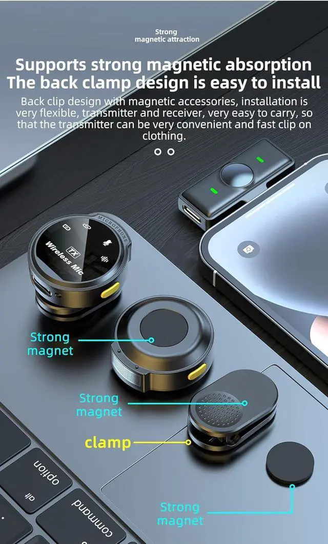 Alt view image 6 of 7 - Wireless Lavalier Microphone for iPhone iPad Laptop Android with Charging Case 164ft Transmission Range & 72 Hours Battery, Magnetic & Lavalier Wear Wireless Mic for Video Record, Interview, Vlogs
