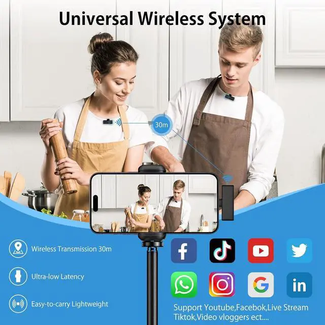 Alt view image 5 of 7 - Professional Wireless Lavalier Microphone USB C, Lapel Mic for iPhone 15 Pro Max/Plus,Android,2Pack Noise Canceling Cordless Clip on Recording Mic,Mini Lav Mic for Interview Video Vlog YouTube TikTok