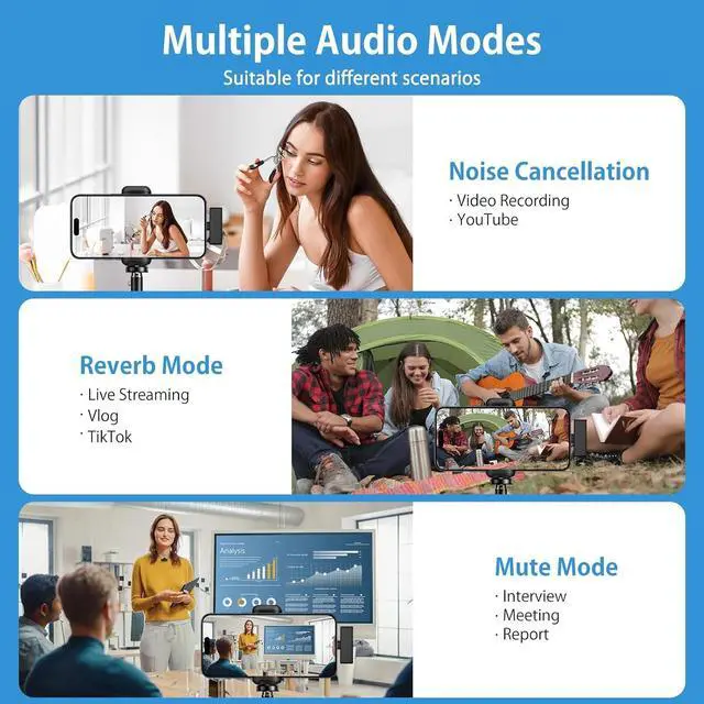 Alt view image 7 of 7 - Professional Wireless Lavalier Microphone USB C, Lapel Mic for iPhone 15 Pro Max/Plus,Android,2Pack Noise Canceling Cordless Clip on Recording Mic,Mini Lav Mic for Interview Video Vlog YouTube TikTok