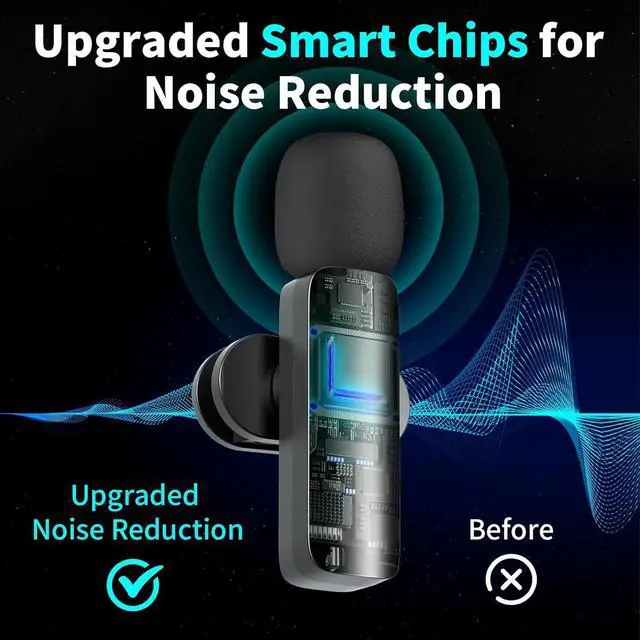 Alt view image 5 of 7 - Wireless Microphone Lavalier Lapel Mics , 2 Pack 4-IN-1 Rechargeable Mini Cordless Magnetic Clip Small Microphone 360°Adjustable Noise Canceling with USB, Type C, Lightning Ports, 3.5mm Headphone Plug