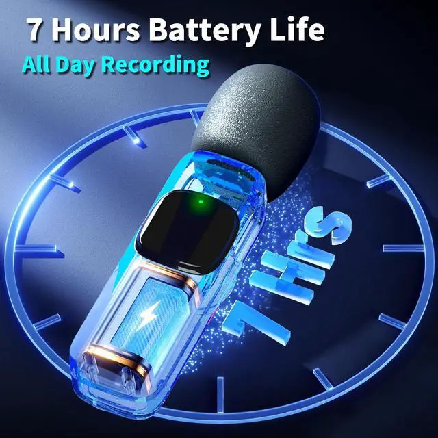 Alt view image 7 of 7 - Wireless Microphone Lavalier Lapel Mics , 2 Pack 4-IN-1 Rechargeable Mini Cordless Magnetic Clip Small Microphone 360°Adjustable Noise Canceling with USB, Type C, Lightning Ports, 3.5mm Headphone Plug