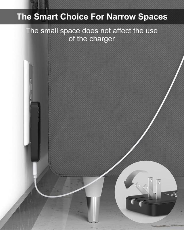 Alt view image 3 of 7 - 65W GaN USB C Charger, 3 Port Flat USB C Wall Charger with USB C and USB A, Fast Charging USB C Block, Slim USB C Charger PD3.0&PPS, Foldable Plug to Travel for Laptops, Tablets, Phone(Black-65W)