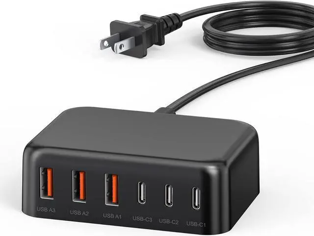 Main image of USB C Fast Charger 100W GaN 6 Port Type USB C Charging Station Hub Block USB C Wall Charger Power Strip Adapter Plug Cube Brick 3 USB C 3 USB A for iPad iPhone 15 14 13 12 11 Pro Max Pixel Note Galaxy