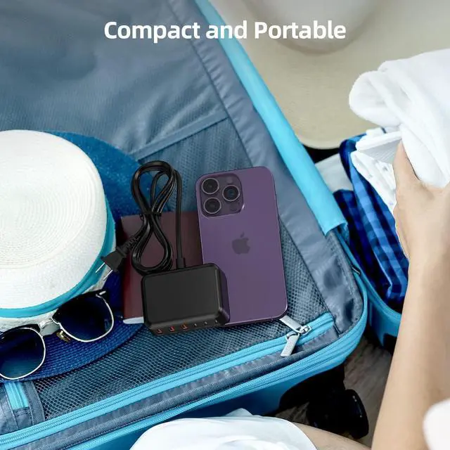 Alt view image 6 of 7 - USB C Fast Charger 100W GaN 6 Port Type USB C Charging Station Hub Block USB C Wall Charger Power Strip Adapter Plug Cube Brick 3 USB C 3 USB A for iPad iPhone 15 14 13 12 11 Pro Max Pixel Note Galaxy