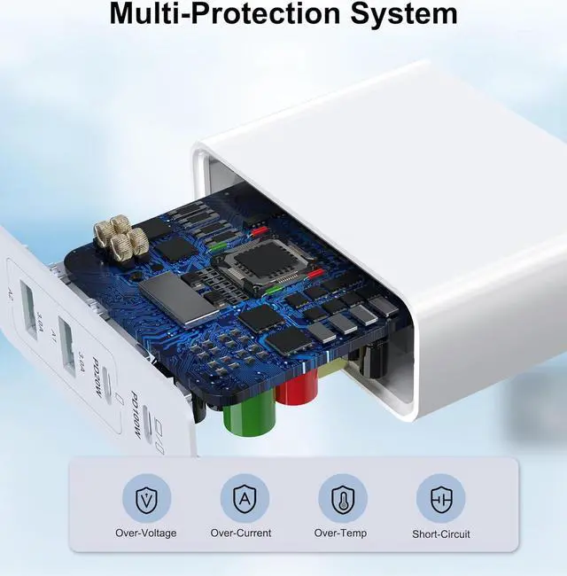 Alt view image 7 of 7 - 120W USB C Wall Charger, GaN 4-Port Fast Charger Charging Block Station Hub,100W Laptop Adapter for MacBook Pro/Air, iPad Pro, Galaxy S23, Dell XPS 13, Note 20/10+, iPhone 15/Pro, Steam Deck, and More