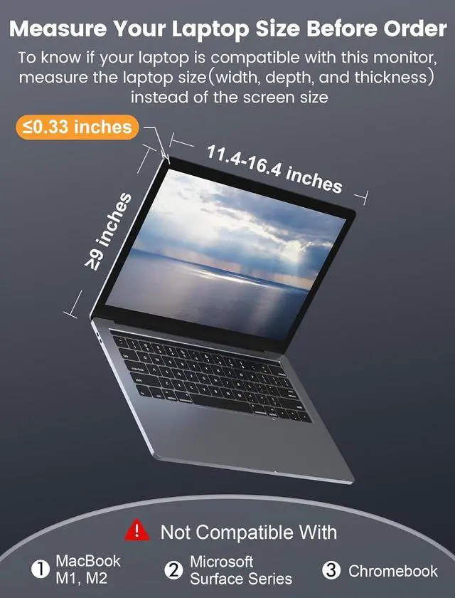 Alt view image 5 of 5 - 13.3" Triple Portable Monitor - 1080P FHD IPS Triple Monitor Laptop Screen Extender for 14"-17.3" Laptops, for Mac/Windows/Switch, HDMI/Type-C Plug & Play (Not for M1 M2 Chip, Chromebook)