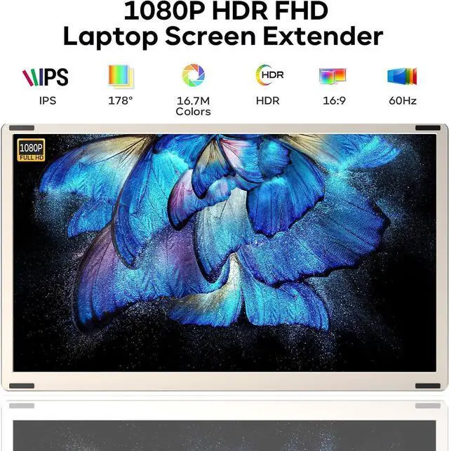 Alt view image 2 of 7 - Laptop Screen Extender, 15.6" Portable Monitor, FHD 1080P IPS 360° Rotation Screen Triple Monitor Laptops, Removable Multi-mode monitor for 13-17 Laptops compatible with Mac/Wins/Android/Dex
