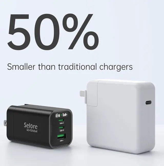 Alt view image 6 of 7 - 65W USB C Charger Plug Fast Charging Foldable Wall Plug with 100W USB C Cable, USB C Wall Charger Block for MacBook Pro/Air, iPad, Samsung Galaxy S23/S22, iPhone 15/14, Dell XPS, Laptop