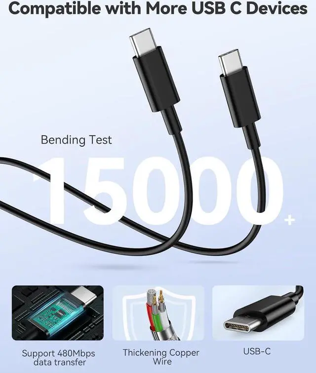 Alt view image 5 of 7 - USB C Charger 65W PD 3.0 GaN Charger Type C Foldable Adapter with 5ft Type C to C Cable, Fast Wall Charger Compatible with iPhone 15 Pro Max/15 Plus/15/14/MacBook Pro/iPad/Switch/Galaxy S23