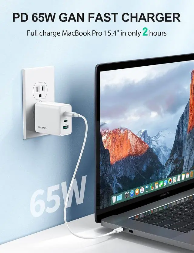 Alt view image 3 of 7 - USB C Charger 65W PD 3.0 GaN Charger Type C Foldable Adapter with 3-Port Fast Wall Charger Compatible with iPhone 15 Pro Max/15 Plus/15 Pro/15/14/13/12/MacBook Pro/iPad/Switch/Galaxy S23