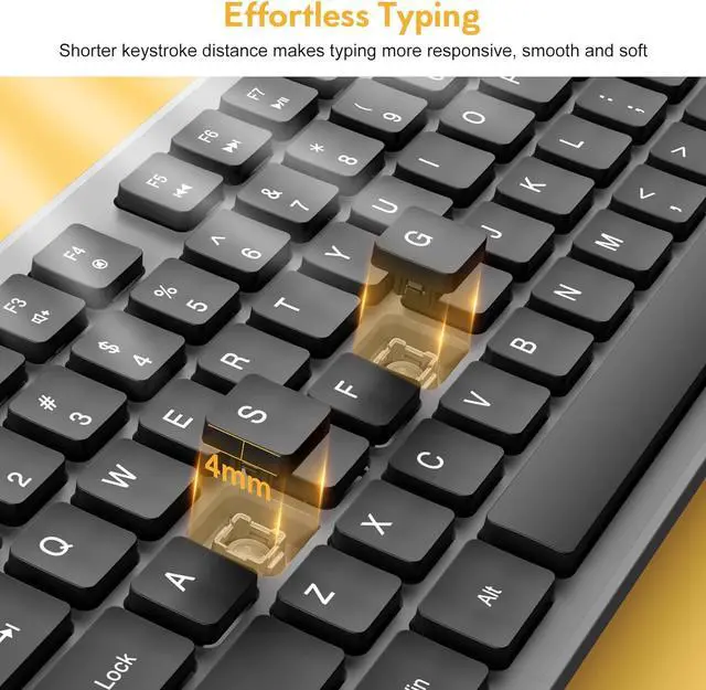 Alt view image 7 of 7 - Wireless Keyboard and Mouse, Trueque Silent 2.4GHz Cordless Full Size USB Mouse Combo, Long Battery Life, Lag-Free for Computer, Laptop, PC, Windows, Mac, Chrome OS (Gray)