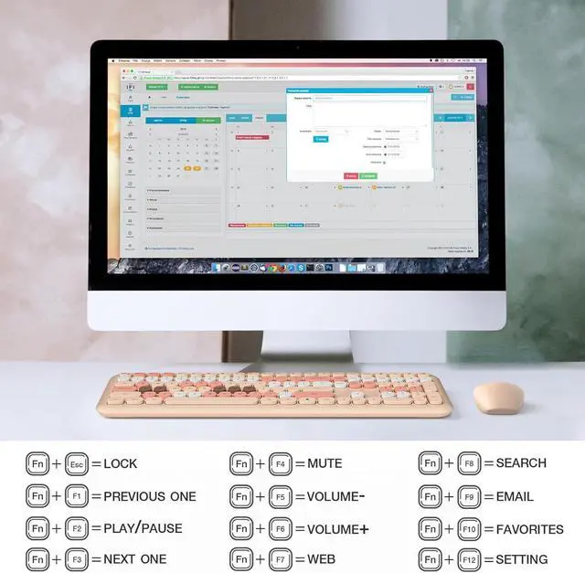Alt view image 6 of 7 - Wireless Keyboard and Mouse Combo, Colorful Full Size Keyboard with Number Pad, Silent Cute Wireless Mouse, 2.4GHz Dropout-Free Connection, for PC Laptop Computer (Coffee Color)