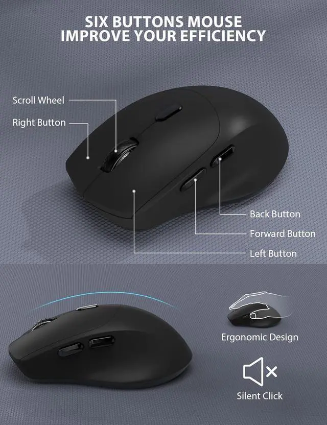 Alt view image 6 of 7 - Wireless Keyboard and Mouse Combo - Full-Sized Ergonomic Keyboard with Wrist Rest, Phone Holder, Sleep Mode, Silent 2.4GHz Cordless Keyboard Mouse Combo for Computer, Laptop, PC, Mac, Windows