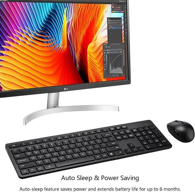 Alt view image 4 of 7 - Wireless Keyboard and Mouse Combo, 2.4G Silent Cordless Keyboard Mouse Combo for Windows Chrome Laptop Computer PC Desktop, 106 Keys Full Size with Number Pad, 1600 DPI Optical Mouse (Black)