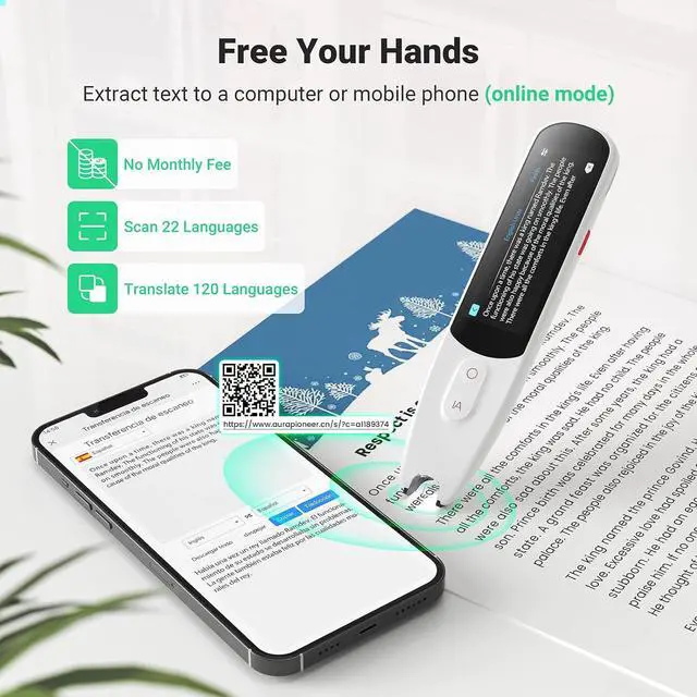 Alt view image 3 of 7 - Pen Scanner, Text to Speech Device for Dyslexia, OCR Digital Highlighter Reader Pen, Exam Reading Pen, Bluetooth Langage Translator, No Monthly Fee