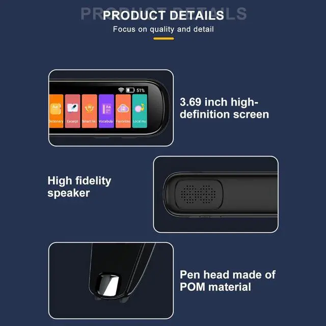 Alt view image 7 of 7 - Translation Pen Scanner, Text to Speech Device, OCR Digital Pen Reader, Exam Reading Pen for Students, Dyslexia, Wireless Language Translator for Travelers & International Business Personnel (BLACK)