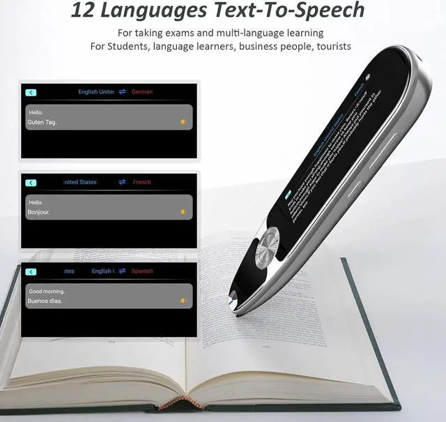 Alt view image 2 of 7 - Reader Pen OCR Digital Translation Pen Scanner 112 Language Translator Device Dictionary Pen, Text Extract, Scanning Translation Pen for Dyslexia Text to Speech Multilingual Translation Device