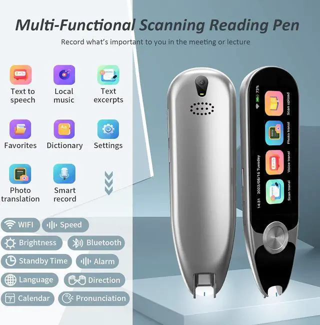 Alt view image 7 of 7 - Reader Pen OCR Digital Translation Pen Scanner 112 Language Translator Device Dictionary Pen, Text Extract, Scanning Translation Pen for Dyslexia Text to Speech Multilingual Translation Device