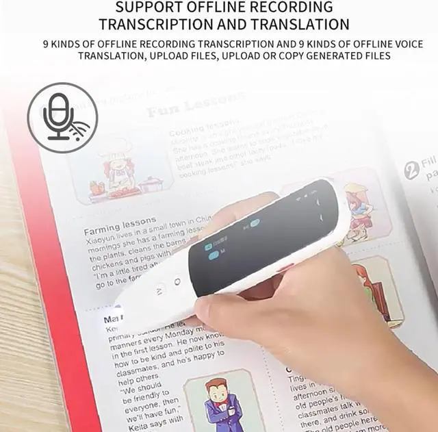 Alt view image 5 of 7 - Upgrade Translation Scanning Pen, Text to Speech Device for Dyslexia, Real-time Multifunctional Pen Scanner with LCD Touchscreen, Support 12 Languages Offline Scanning Translation(White)