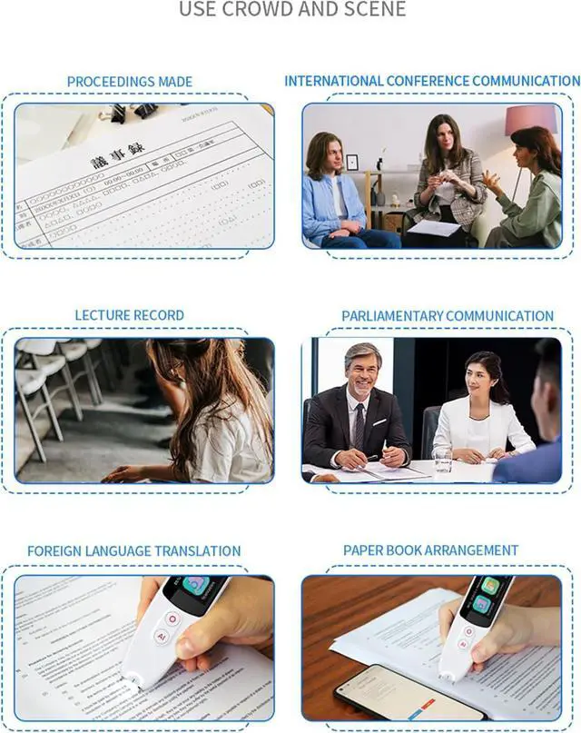 Alt view image 6 of 7 - Upgrade Translation Scanning Pen, Text to Speech Device for Dyslexia, Real-time Multifunctional Pen Scanner with LCD Touchscreen, Support 12 Languages Offline Scanning Translation(White)