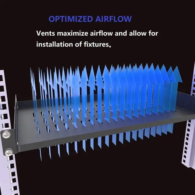 Alt view image 4 of 7 - 1U Disassembled Vented Cantilever Server Rack Mount Shelf 10"(254mm) Depth for 19-Inch Network/AV Equipment Rack and Cabinet