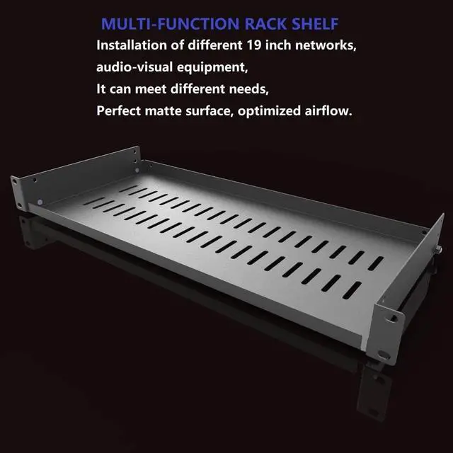 Alt view image 2 of 7 - 1U Disassembled Vented Cantilever Server Rack Mount Shelf 8"(203mm) Depth for 19-Inch Network/AV Equipment Rack and Cabinet