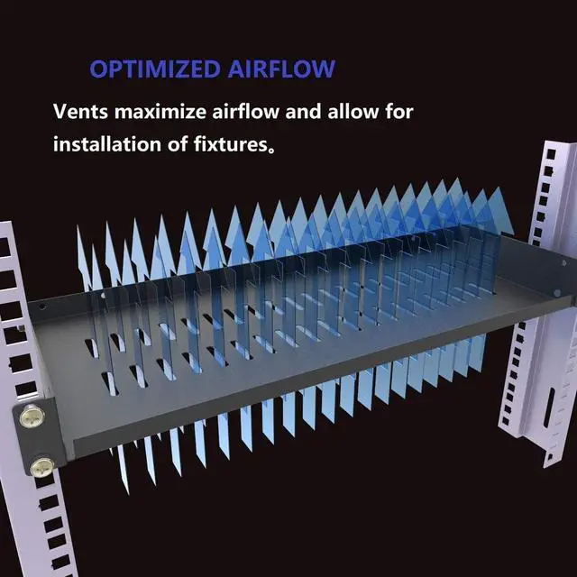 Alt view image 4 of 7 - 1U Disassembled Vented Cantilever Server Rack Mount Shelf 8"(203mm) Depth for 19-Inch Network/AV Equipment Rack and Cabinet