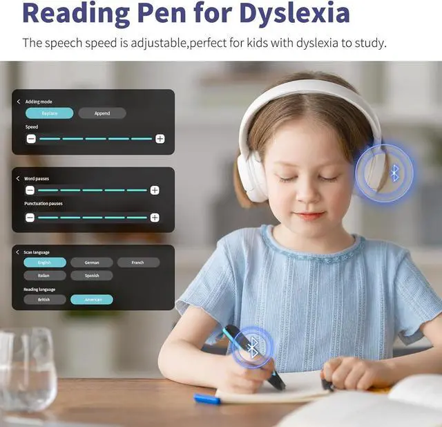 Alt view image 2 of 6 - Reading Pen for Dyslexia,Scan Reader Pen 4 Text to Speech Device Translator Pen, Photo Translation OCR 16GB Bluetooth Pen Scanner for Students Adults (Scan Reader Pen 4 Pro)