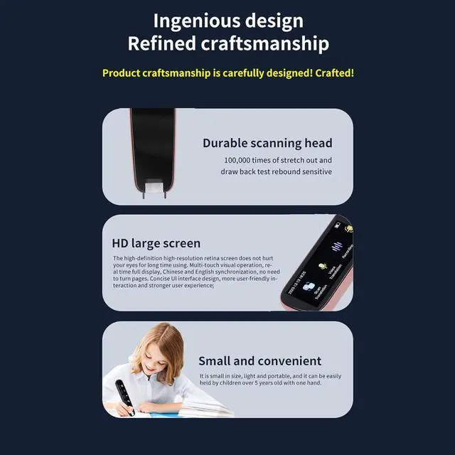 Alt view image 3 of 7 - Scan Reader Pen,Text to Speech Device for Dyslexia,Exam Reading Pen, Langage Translator,International Edition ABS Multifunctional Smart Voice Translator Pen