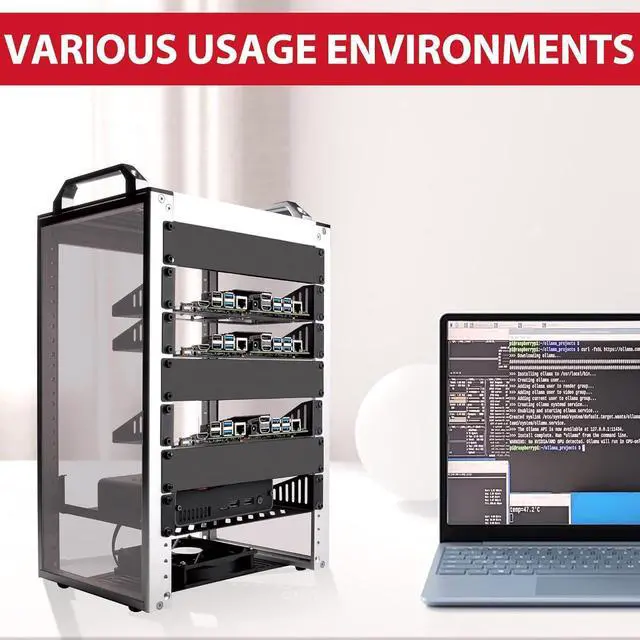 Alt view image 6 of 7 - 8U Server Cabinet, 10 inch Server Rack for Network, Servers, Audio, and Video Equipment, DeskPi RackMate T1 Rackmount