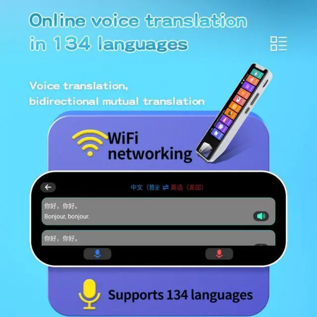 Alt view image 5 of 7 - Translator Pen Scanner, Multipurpose OCR Digital Scan Translator Smart Pen Reader 134 Language Translation Scanning Reading Pen for Dyslexia Business Students Adults Language Learners (White)