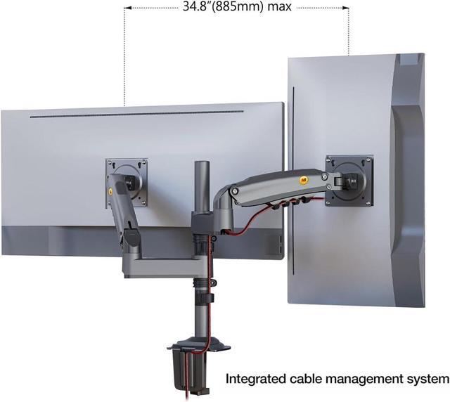Alt view image 5 of 7 - Dual Monitor Desk Mount Stand Full Motion Swivel Computer Monitor Arm Fits 2 Screens up to 27'' with Load Capacity 4.4~19.8lbs for Each Monitor