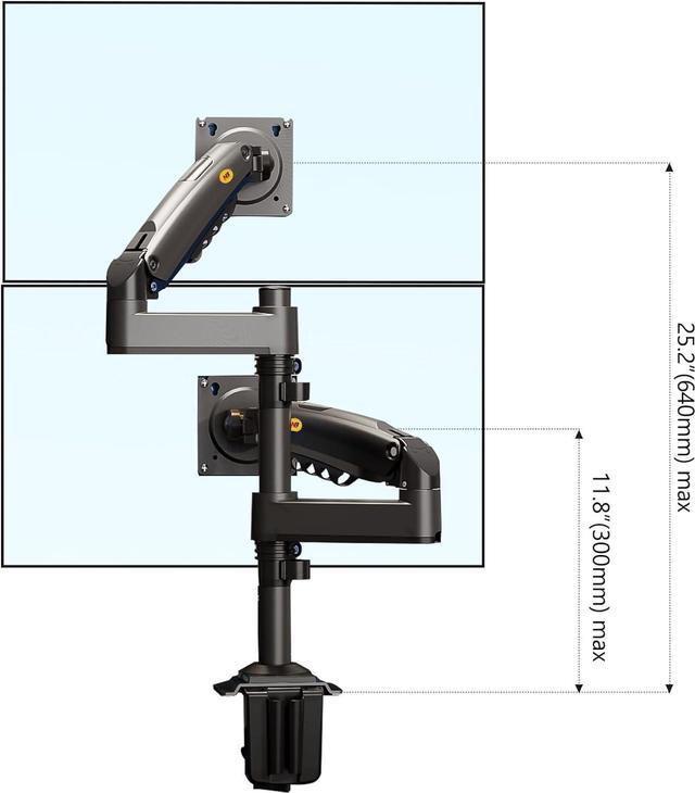 Alt view image 6 of 7 - Dual Monitor Desk Mount Stand Full Motion Swivel Computer Monitor Arm Fits 2 Screens up to 27'' with Load Capacity 4.4~19.8lbs for Each Monitor