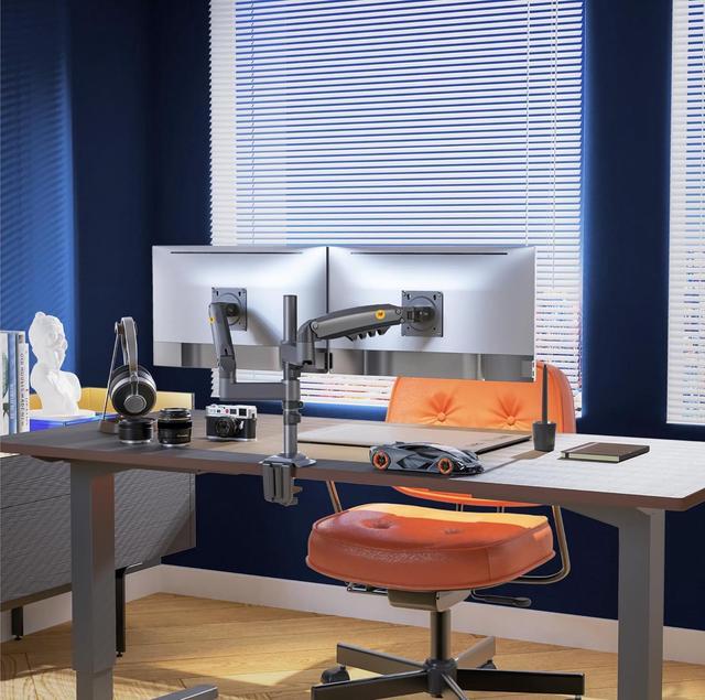 Alt view image 3 of 7 - Dual Monitor Desk Mount Stand Full Motion Swivel Computer Monitor Arm Fits 2 Screens up to 27'' with Load Capacity 4.4~19.8lbs for Each Monitor