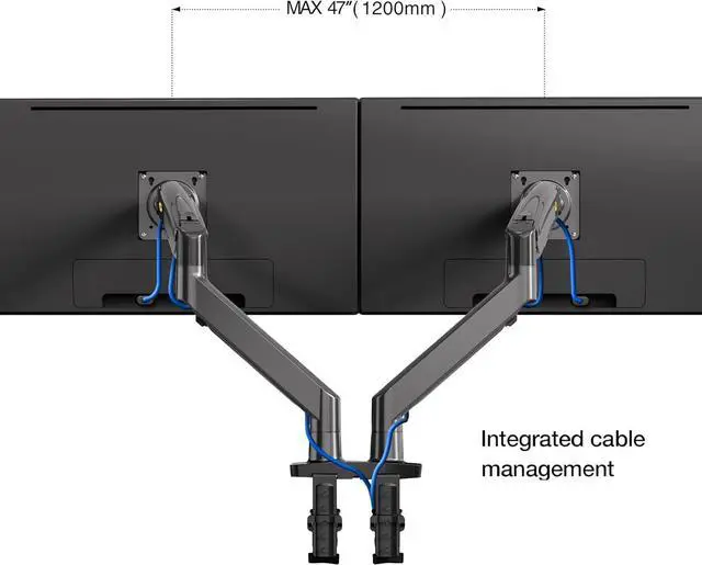 Alt view image 3 of 3 - Dual Monitor Desk Mount Stand Full Motion Swivel Computer Monitor Arm Fits 2 Screens up to 32'' with Load Capacity 6.6~26.4lbs for Each Monitor